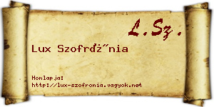 Lux Szofrónia névjegykártya